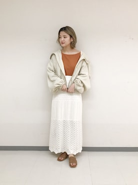 「w closet」｜「アイテム（ブルゾン）」を使った、TAKAMATSU SAHOさん（レディース・155cm）の春コーディネート