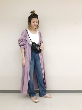wcloset 博多店｜TAKAMATSU SAHO使用「w closet（麻レーヨン羽織ワンピース）」的時尚穿搭