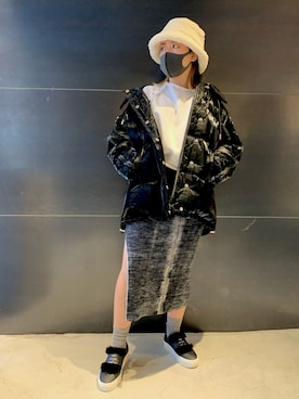 「DIESEL（ディーゼル）のアイテム（スカート）」を使った、べーやんさん（レディース・158cm）の秋コーディネート
