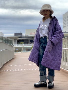 「DIESEL（ディーゼル）のアイテム（ナイロンジャケット）」を使った、べーやんさん（レディース・158cm）の冬コーディネート