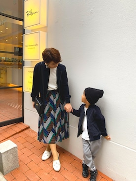 「COMME CA ISM（コムサイズム）のアイテム（ブルゾン）」を使った、koukousyumaiさん（キッズ・110cm）の秋コーディネート