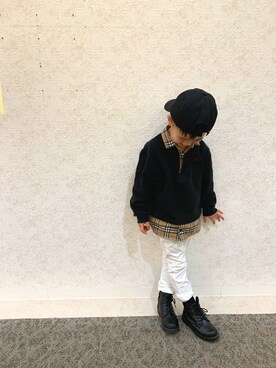 「息子コーデ」｜「アイテム（ブーツ）」を使った、koukousyumaiさん（キッズ・110cm）の冬コーディネート
