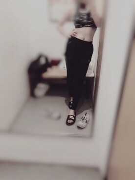 「アイテム（チューブトップ、ブルー系）」を使った、W--璐瑶さん（レディース・165cm）の春コーディネート