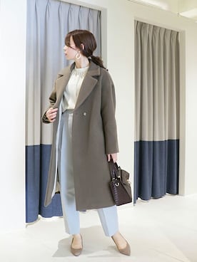 「NATURAL BEAUTY BASIC（ナチュラルビューティーベーシック）のアイテム（チェスターコート）」を使った、NBB SVさん（レディース・157cm）の秋コーディネート