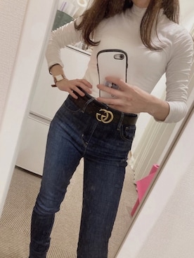 「ジーンズコーデ」｜「アイテム（腕時計）」を使った、MIさん（レディース・155cm）の冬コーディネート