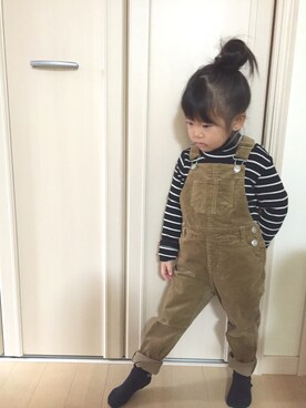 「GLOBAL WORK（グローバルワーク）のアイテム（オールインワン・サロペット）」を使った、cocoroさん（キッズ・90cm）の冬コーディネート