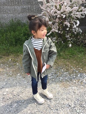「coen（コーエン）のアイテム（ブルゾン）」を使った、cocoroさん（キッズ・90cm）の春コーディネート