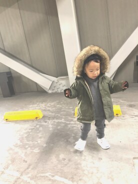 「ZARA KIDSのアイテム（モッズコート）」を使った、kota＊さん（キッズ・80cm）の冬コーディネート