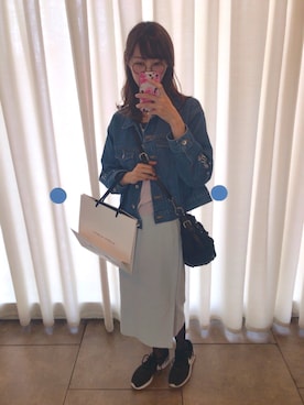 「お買い物」｜「アイテム（デニムジャケット）」を使った、chichi.♡さん（レディース・167cm）の春コーディネート