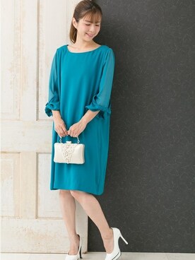 結婚式 二次会 パーティー 袖シフォン ワンピースを使った人気ファッションコーディネート Wear