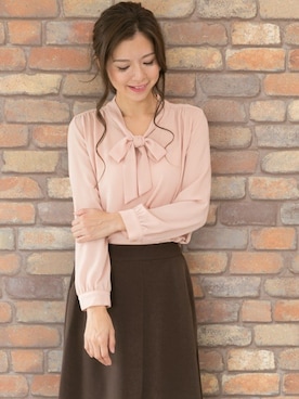 「ボウタイブラウス」｜PREFERIR_webさん（レディース・160cm）の秋コーディネート