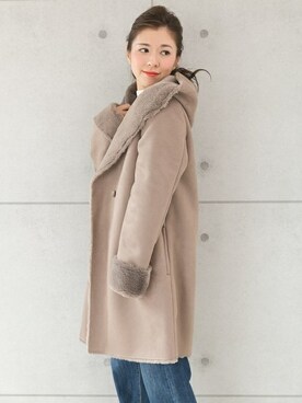 「フードコート」｜「アイテム（ムートンコート）」を使った、PREFERIR_webさん（レディース・160cm）の秋コーディネート