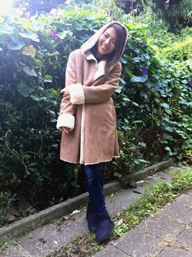 「PREFERIR（プレフェリール）のアイテム（ムートンコート）」を使った、PREFERIR_webさん（レディース・160cm）の秋コーディネート