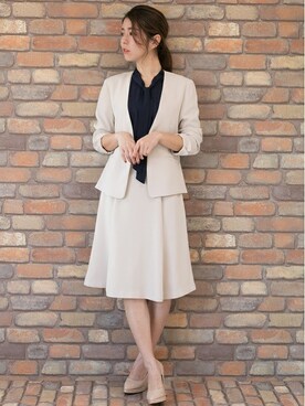 「PREFERIR（プレフェリール）のアイテム（ノーカラージャケット）」を使った、PREFERIR_webさん（レディース・160cm）の春コーディネート