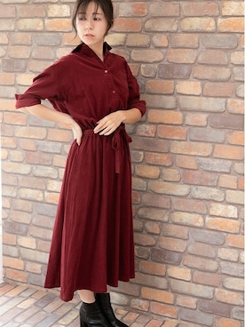 「コーデュロイシャツワンピ」｜PREFERIR_webさん（レディース・160cm）の秋コーディネート