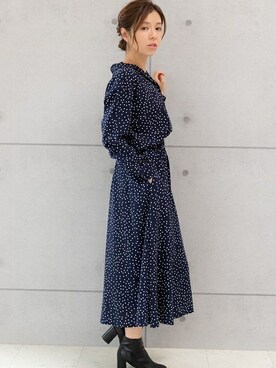 「ドットワンピ」｜「アイテム（シャツワンピース）」を使った、PREFERIR_webさん（レディース・160cm）の秋コーディネート