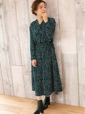 「ドットワンピ」｜「アイテム（シャツワンピース）」を使った、PREFERIR_webさん（レディース・160cm）の秋コーディネート