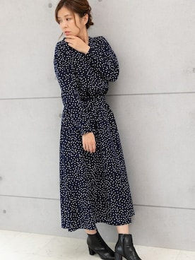 「ドットワンピ」｜「アイテム（シャツワンピース）」を使った、PREFERIR_webさん（レディース・160cm）の秋コーディネート