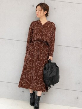 「ドットワンピ」｜「アイテム（シャツワンピース）」を使った、PREFERIR_webさん（レディース・160cm）の秋コーディネート