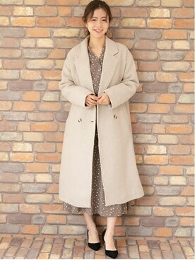 「チェスターコート キャメル」｜PREFERIR_webさん（レディース・160cm）の冬コーディネート