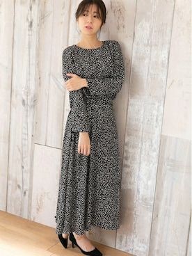 「レオパードワンピース」｜PREFERIR_webさん（レディース・160cm）の冬コーディネート