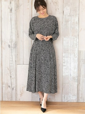 「レオパードワンピース」｜PREFERIR_webさん（レディース・160cm）の冬コーディネート