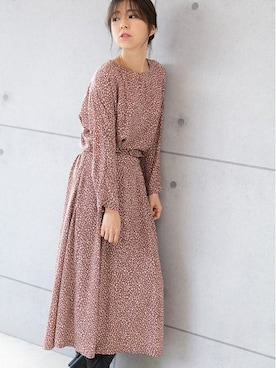 「レオパードワンピース」｜PREFERIR_webさん（レディース・160cm）の冬コーディネート