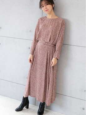 「レオパードワンピース」｜PREFERIR_webさん（レディース・160cm）の冬コーディネート