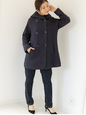 「ダブルジャケット」｜「アイテム（ピーコート）」を使った、PREFERIR_webさん（レディース・160cm）の秋コーディネート