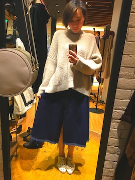 「Double Stepのアイテム」を使った、Hiu Lam Tongさん（レディース・165cm）の冬コーディネート