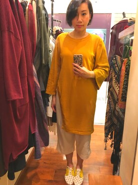 「Double Stepのアイテム」を使った、Hiu Lam Tongさん（レディース・165cm）の冬コーディネート