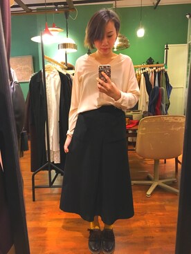 「Double Stepのアイテム」を使った、Hiu Lam Tongさん（レディース・165cm）の冬コーディネート