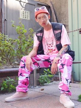「REMIX（リミックス）のアイテム（帽子）」を使った、GigaLiuさん（メンズ・173cm）の秋コーディネート