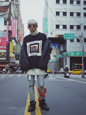 「Simplicite（サンプリシテ）のアイテム（トップス）」を使った、GigaLiuさん（メンズ・173cm）の冬コーディネート