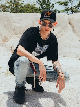 「PROFOUND AESTHETIC（プロファウンドエステティック）のアイテム」を使った、GigaLiuさん（メンズ・173cm）の夏コーディネート