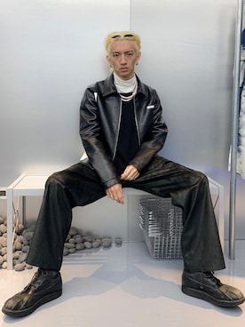 「eclectic（エクレクティク）のアイテム（チノパンツ、ブラック系）」を使った、GigaLiuさん（メンズ・173cm）の冬コーディネート