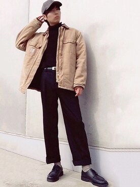 「2018マイベストコーデ」｜「アイテム（モカシン/デッキシューズ）」を使った、i君さん（メンズ・180cm）の冬コーディネート