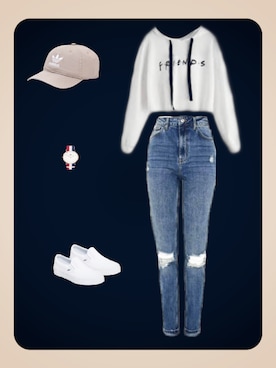 「自遊人（ジユウジン）のアイテム（その他トップス、ホワイト系）」を使った、いいタナさん（レディース・159cm）の春コーディネート