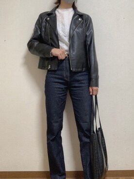 「WEGO（ウィゴー）のアイテム（ライダースジャケット）」を使った、青タンさん（レディース・164cm）の秋コーディネート
