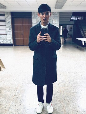 「H&M（エイチ・アンド・エム）のアイテム（ダッフルコート）」を使った、Baperさん（メンズ・182cm）の冬コーディネート