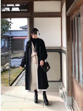「ローリーズファーム(LOWRYS FARM)」｜「アイテム（チェスターコート）」を使った、soraさん（レディース・158cm）の冬コーディネート