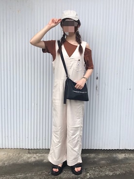 「スポサン」｜「アイテム（サロペット/オーバーオール）」を使った、soraさん（レディース・158cm）の夏コーディネート
