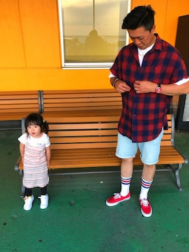 「赤チェック」｜「アイテム（アナログ腕時計）」を使った、🌟bull-otto🌟さん（メンズ・183cm）の春コーディネート