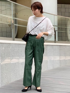 「green label relaxing（グリーンレーベルリラクシング）のSC メタルパール ロング ネックレス（ネックレス）」を使った、tobiyama_mさん（レディース・167cm）の秋コーディネート