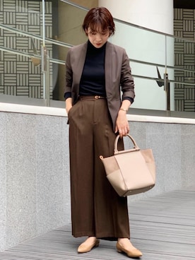 「スタッフセンバツ」｜「アイテム（ノーカラージャケット）」を使った、tobiyama_mさん（レディース・167cm）の秋コーディネート