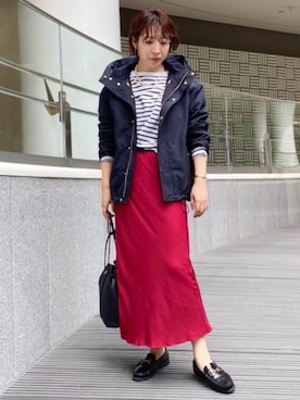 「green label relaxing（グリーンレーベルリラクシング）のSC メタルパール ロング ネックレス（ネックレス）」を使った、tobiyama_mさん（レディース・167cm）の秋コーディネート