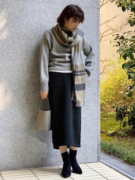 「green label relaxing（グリーンレーベルリラクシング）の[ ハミルトン ] HAMILTON SC カタアゼ ボトルネック プルオーバー ニット（ニット/セーター）」を使った、tobiyama_mさん（レディース・167cm）の冬コーディネート