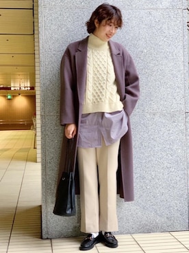 「一押しのアウタースタイル」｜「アイテム（チェスターコート）」を使った、tobiyama_mさん（レディース・167cm）の冬コーディネート