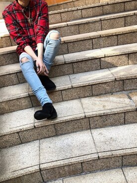 「RAGS McGREGOR （ラグスマックレガー）のアイテム（シューズ）」を使った、naki。さん（メンズ・175cm）の春コーディネート