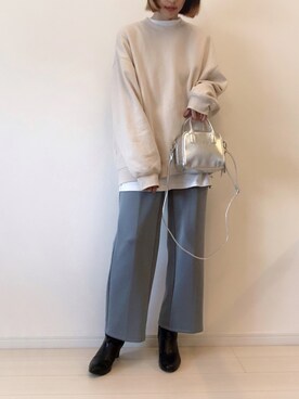 「GU（ジーユー）のアイテム（スウェット、ベージュ系）」を使った、ゆきさん（レディース・163cm）の冬コーディネート